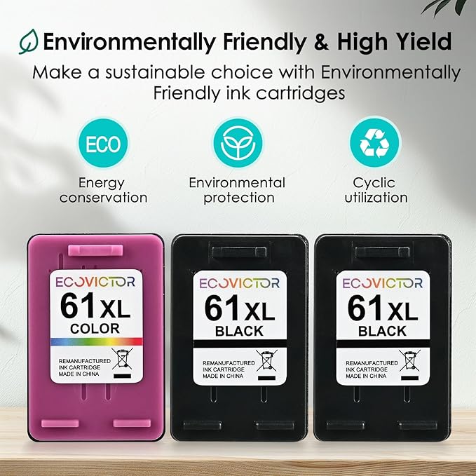 61XL Ink Cartridge Black Color Combo Pack (3-Pack) Replacement for HP Ink 61 XL HP61XL HP61 for 4500 5530 4630 2540 4502 5535 3510 3050 4635 4632 2514 2542 4610 2620 1510 1000 1010 Printer