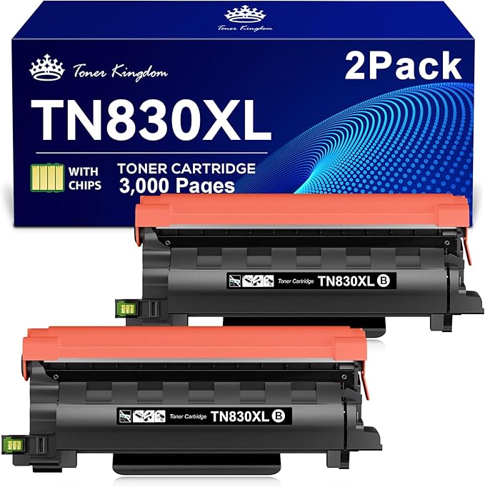 Toner Kingdom Compatible TN830XL Toner Replacement for Brother TN830XL TN830/XL/V/R TN-830XL with DCP-L2640DW HL-L2460DW HL-L2405W HL-L2480DW MFC-L2820DW MFC-L2760DW MFC-L2900DW XL (2 Black)