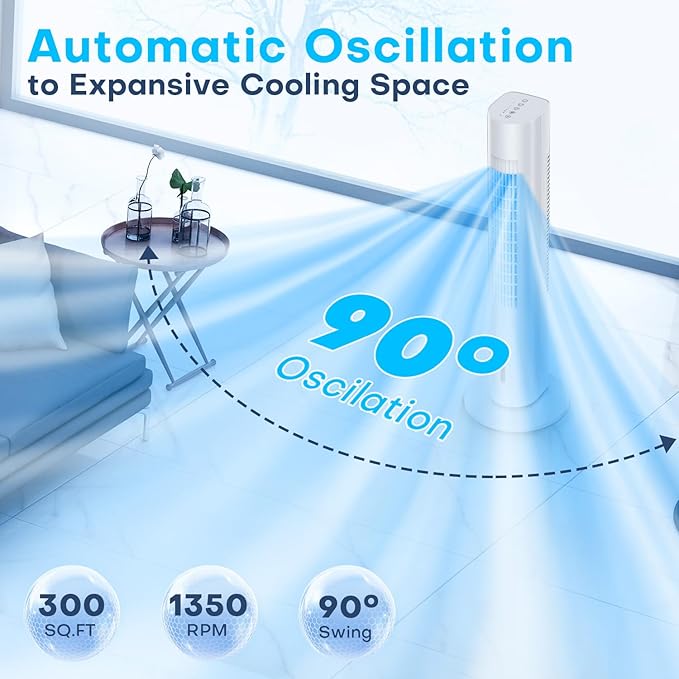 MYICY Evaporative Air Cooler, 35" Windowless Air Conditioner Portable w/3 Speeds, 25ft Remote, Smart Timer & Water Tank, Portable Air Conditioners No Windows Needed, 90°Oscillating AC Unit for Room