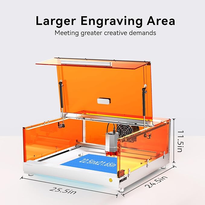 TOOCAA 10W Laser Cutter and Engraver Machine 22" x 22" Bed Size with 5 in 1 Rotary Roller Set,Smart Camera,Air Assist,Honeycomb Panel, Lazer Engraving Machines for Tumblers Wood Metal Acrylic Leather