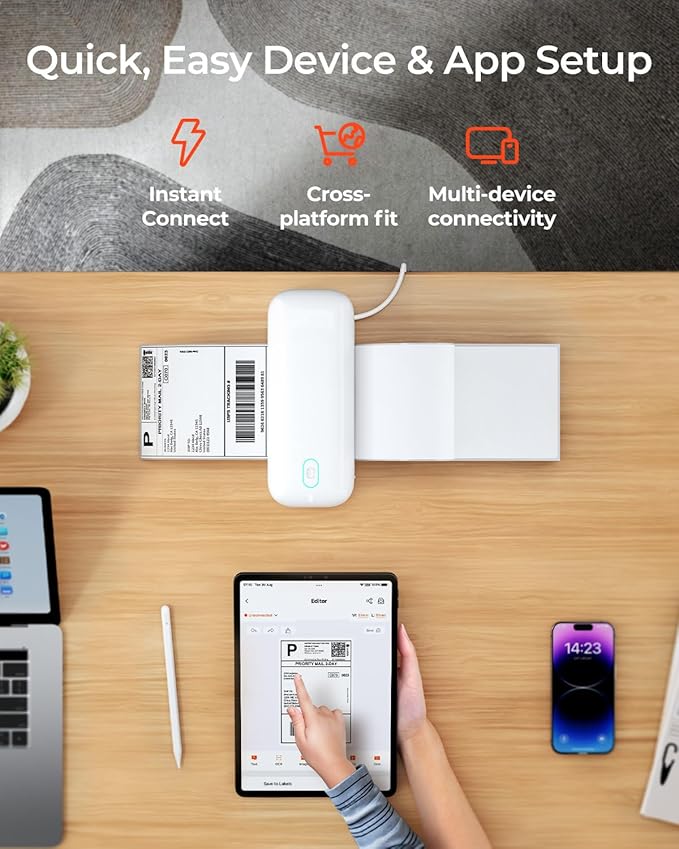 MUNBYN Bluetooth Thermal Label Printer RealWriter RW402B, 4x6 Shipping Label Printer for Small Business, Compatible with Android, iPhone and Windows, Mac, Chromebook, Ebay, USPS, FedEx, Shopify