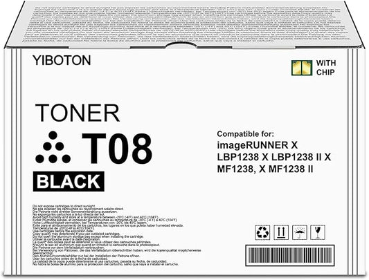 T08 T08L Black High Capacity Toner Cartridge Compatible for Canon T08 T08L 3010C005AA Toner for ImageCLASS 1238i LBP1238 MF1238 XMF1238 MFP XLBP1238 Printer .with New Chip