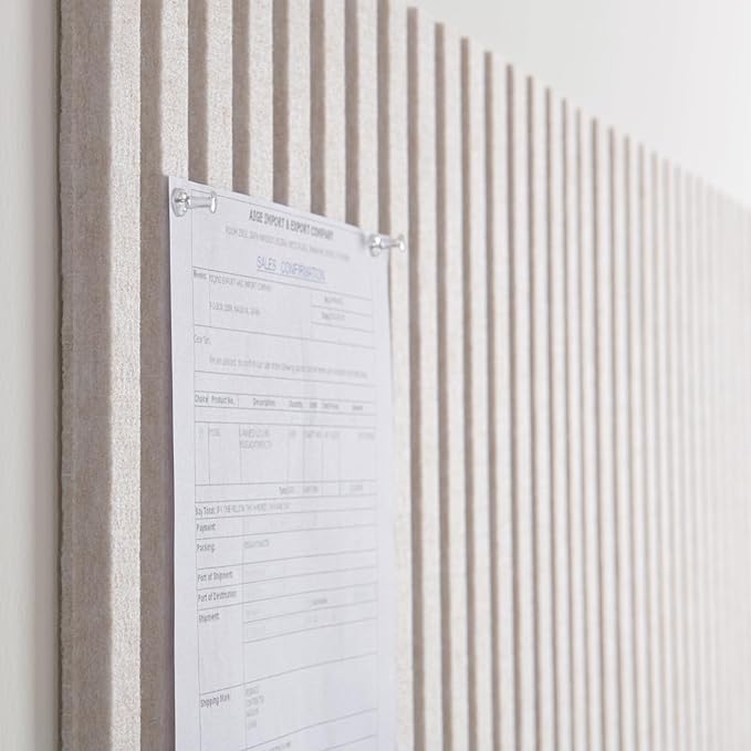 Large Bulletin Board, 48 x 36 inches Felt Board Decorative Pin Board, 4' x 3' Cork Board Alternative for Wall, Foldable Photo Board with 20 Pushpins - Oatmeal Stripes