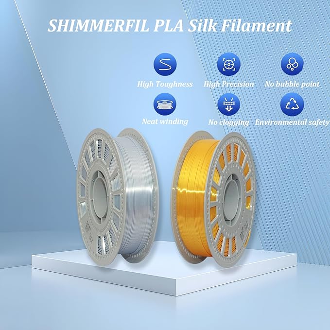 Silk Filament 1.75, Pla + Filament, 3D Printer Filament, Dimensional Accuracy +/- 0.03 Mm, 3D Printer Filament Silk, Pla Filament', Pla 1 Kg (2.2 Lbs), Fit Most FDM 3D Printers (Gold)
