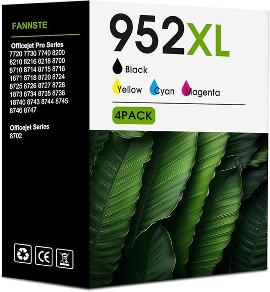 952XL 952 XL Ink Cartridges Combo Pack for HP 952 XL Compatible for HP952 with OfficeJet pro 8710 8720 7740 8725 8210 8715 8702 8740 7720 8730 8216 8700 Printers(Black Cyan Magenta Yellow 4 Pack)