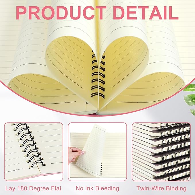 Yahenda Spiral Notebook Bulk A5 Journal Lined 8.3'' x 5.5'' Writing Composition Paper Small Notepad Subject Notebook for Students Office Business Back to School Supplies(Pink,18 Pcs)