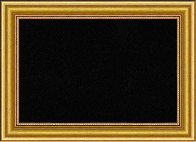 Amanti Art Black Cork Board for Wall, 16x22 Vision Board with Gold Wood Frame, Small Corkboard Office Decor for Home Organization, Traditional Corkboard Pinboard to Display Items for Home