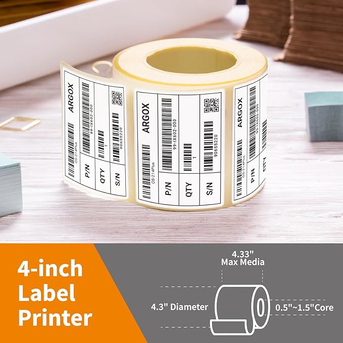 ARGOX OS-214plus Pro Thermal Label Printer 4x6 for Shipping, Barcode, Tags, USPS, UPS, FedEx｜Direct & Thermal Transfer｜USB, RS-232｜Desktop Label Printer for Mailing, Packaging