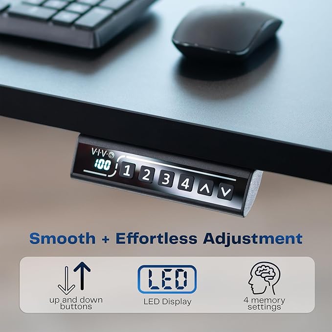 VIVO Electric 55 x 28 in Standing Desk, Memory Height Adjustment, 1B Series, One-Piece Light Wood Top, Black Frame, DESK-KIT-1B55C