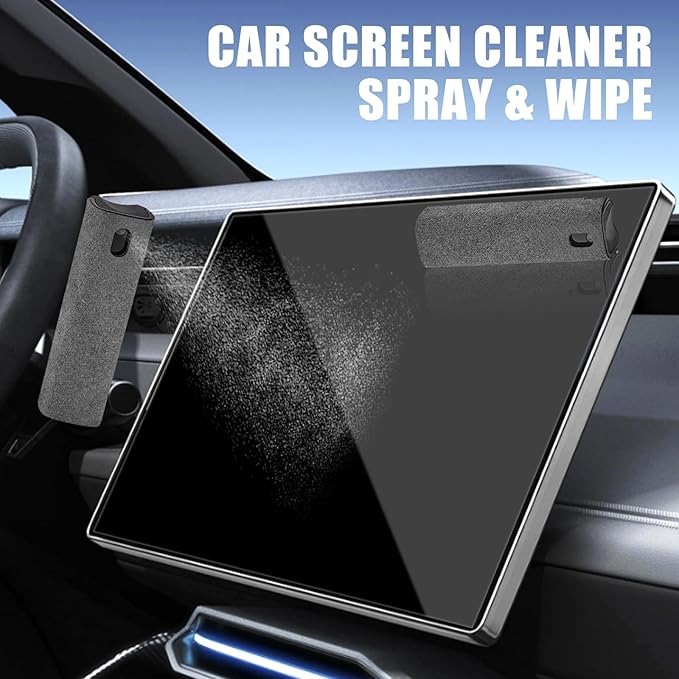 walrfid Car Screen Cleaner Spray and Wipe, Laptop Touchscreen Mist Cleaning Kit for Electronics Computer, iPad, CellPhone, MacBook, TV, Monitor, Tablet, Kindle Display, with White Graffiti Case - Grey