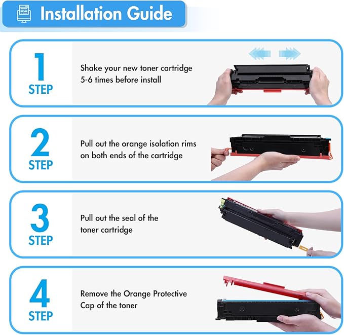 TRUE IMAGE Compatible 410A Toner Cartridge Replacement for HP 410A 410X 410 CF410A CF411A CF412A CF413A Color Laserjet Pro MFP M477fnw M477fdw M477fdn M452dn M452nw M477 Printer (4-Pack)