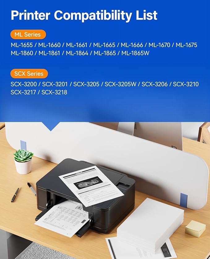 MLT-D104S Toner Cartridge Black 2-Pack High-Yield Replacement for Samsung MLT-D104S D104S 104S Compatible with Samsung ML-1660 ML-1665 ML-1675 ML-1860 ML-1865W SCX-3200 SCX-3205 SCX-3217 Laser Printer