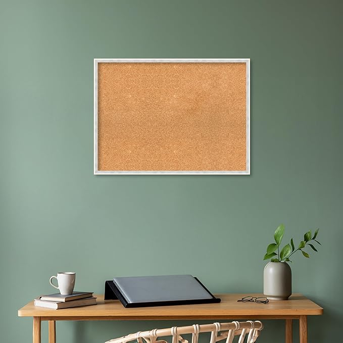 Amanti Art Natural Cork Board for Wall, 23x31 Vision Board with White Frame, Large Corkboard Office Decor for Home Organization, Modern Corkboard Pinboard to Display Items for Home Organization in