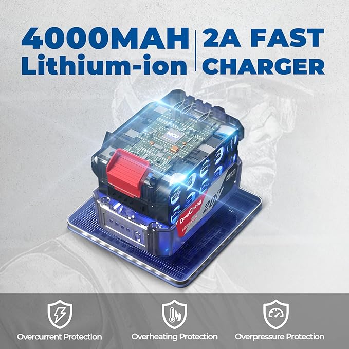 Dong Cheng 20V Brushless Impact Wrench, Max Torque 360 ft-lbs (488N.m), 1/2 inch with 3 Mode Speed, 2400 RPM Cordless Impact Gun, Includes 4.0Ah Battery, Charger, 4 Impact Sockets and Kit Bag