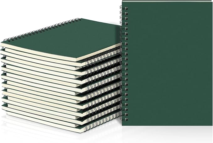 Yahenda Spiral Notebook Bulk A5 Journal Lined 8.3'' x 5.5'' Writing Composition Paper Small Notepad Subject Notebook for Students Office Business Back to School Supplies(Deep Green,18 Pcs)