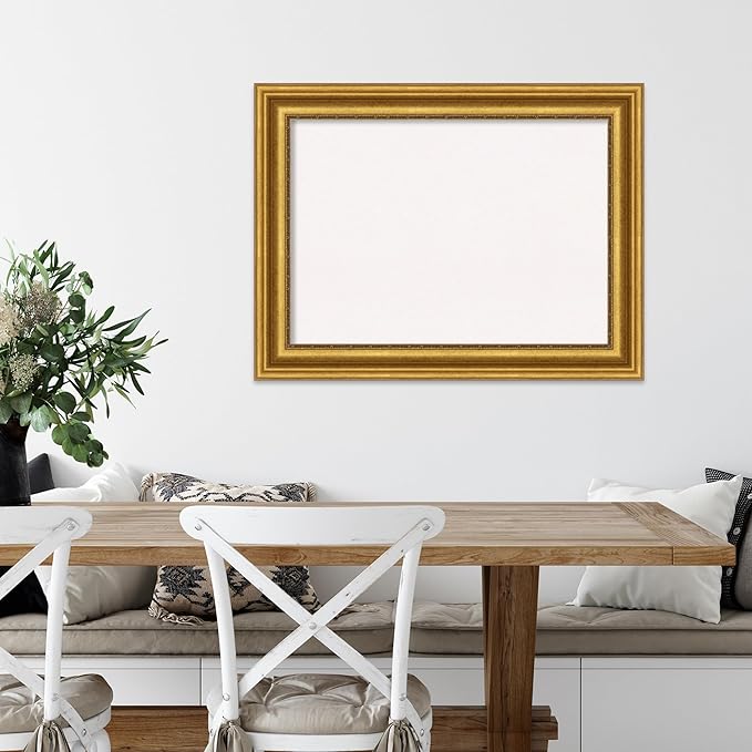 Amanti Art White Cork Board for Wall, 26x34 Vision Board with Gold Frame, Medium Corkboard Office Decor for Home Organization, Traditional Corkboard Pinboard to display items for home organization