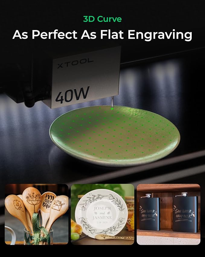 xTool S1 40W Laser Cutter and Laser Engraver for Tumblers, 23.93" x 15.16" Bed Size, 600mm/s Speed, Laser Engraving Machine, Laser Engraver for Wood and Metal, Acrylic, Big Project - Rotary Bundle