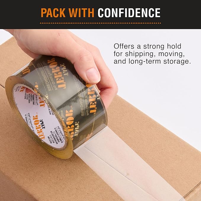 Professional-Grade Clear Packing Tape (1 Roll) - Heavy Duty Tape for Packing, Moving Boxes, Shipping, Mailing, Storage, and More - Packaging & Shipping Supplies (48mm x 50m per Roll)