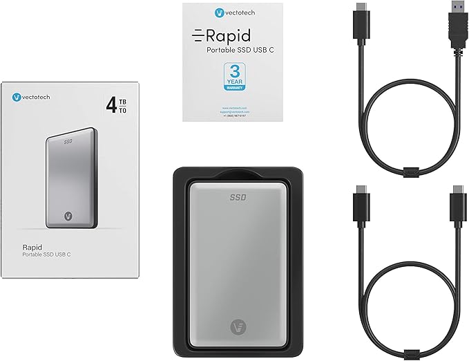 4TB External SSD USB-C Portable Solid State Drive (USB 3.1 Gen 2) | 3D NAND Flash | Rapid