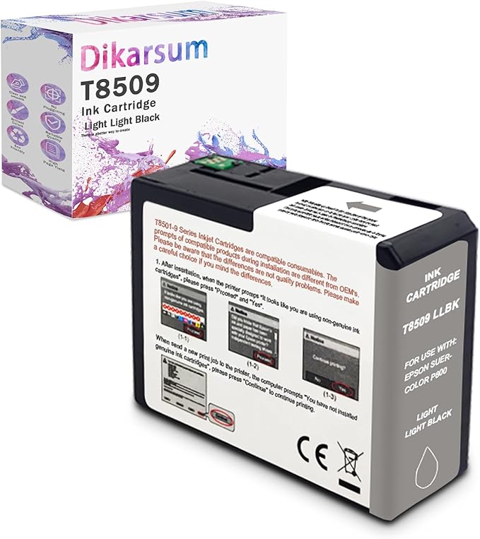 T850 Ink Cartridge Remanufactured T8509 T850900 Ink Cartridge Replacement for Surecolor P800 Printer(Light Light Black)