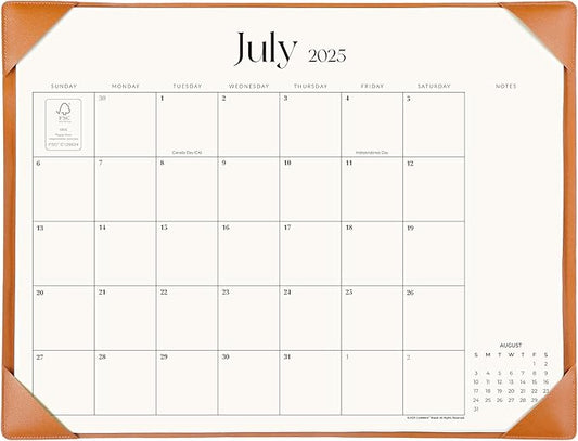 Simplified Desk Calendar 2025-2026 with Desktop Mat, Cabbrix Large Desk Pad Calendar 21" x 16-1/2" from July 2025 to December 2026, Desk Blotter Calendar for Home School and Office (Brown)