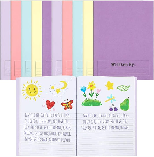 Henoyso 12 Pcs Primary Composition Notebook K-2 9 3/4 x 7 1/2 Inch Primary Journal, Back to School Supplies, Bulk Blank Writing Book for Kid to Write Draw Journal 60 Page Notebooks (Soft Color)