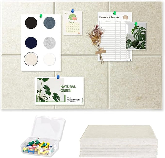 Large Cork Board for Wall with Pins, 36" x 24" Bulletin Board Self-Adhesive Pin Board | Customized 6 Packs Felt Tiles for Office Home Wall Decor