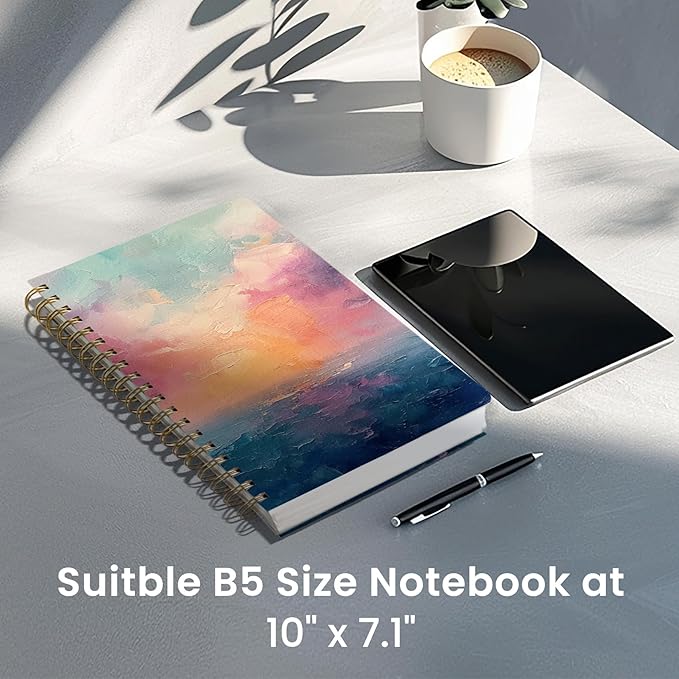 Lined Spiral Notebook Journal for Work, 300 Pages Thick B5 (7.1"x10") College Ruled Journal for Women & Writing, Hardcover Notebook for Note Taking, Perfect for Office Home School Supplies, Sunset