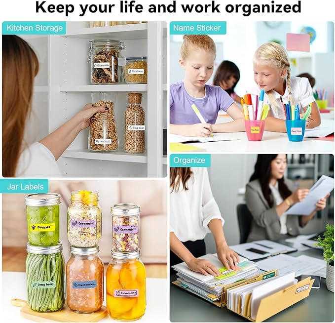 Upgraded Bluetooth Label Maker Machine - Portable Mini Thermal Sticker Printer Supports 14 Different Label Sizes with 300 DPI Inkless Tech Suitable for Home,Office,School Storage and Signage (Blue)