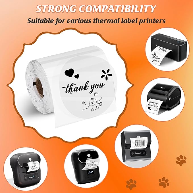 HuiJuKeJi 3 Rolls Transparent Round Thermal Labels, 2 Inch Circle Adhesive Direct Sticker Paper for Phomemo M220/M221/M100/M110/241BT, Multipurpose Clear Custom Sticker Label-140pcs/Roll