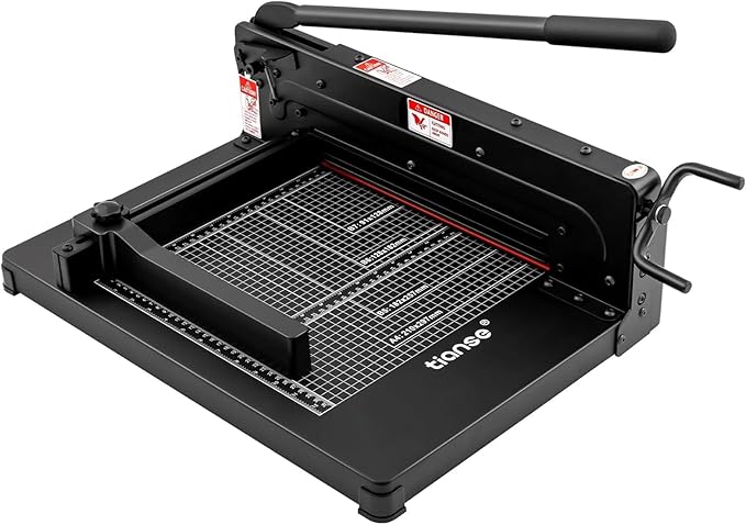 TIANSE Heavy Duty Guillotine Paper Cutter A4 12" Guillotine Paper Cutter 500 Sheet Capacity Solid Steel Construction with Double Safety Protection Perfect for Trimming Paper Cardstock Matboard Black