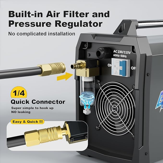 GZ GUOZHI CNC Plasma Cutter, 55 Amp Non-HF Non-Touch Pilot Arc, THC Torch Height Control Enabled, Dual Voltage 110V/220V Digital Plasma Cutter Machine