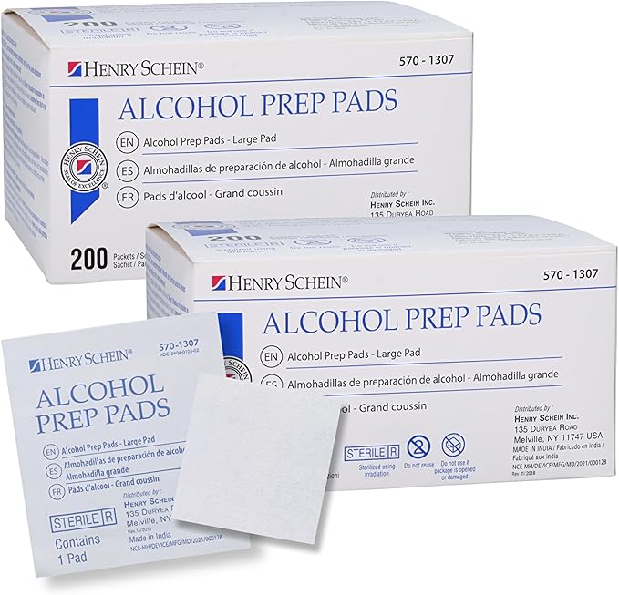 Large Alcohol Prep Pads (2 Boxes, 400 Total) – 70% Isopropyl Alcohol Wipes, Individually Wrapped – 2-Ply, Textured – Skin Prep Alcohol Swabs – Sterile Pads