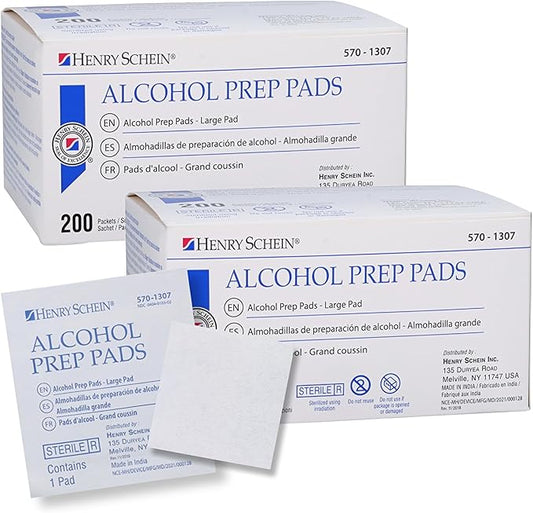Large Alcohol Prep Pads (2 Boxes, 400 Total) – 70% Isopropyl Alcohol Wipes, Individually Wrapped – 2-Ply, Textured – Skin Prep Alcohol Swabs – Sterile Pads