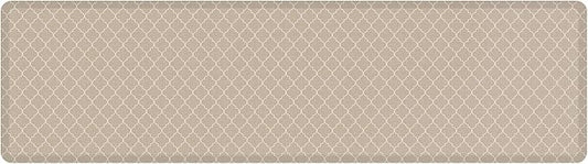 NewLife by GelPro Anti-Fatigue Designer Comfort Kitchen Floor Mat, 30x108" , Trellis Khaki Stain Resistant Surface with 3/4” Thick Ergo-foam Core for Health and Wellness