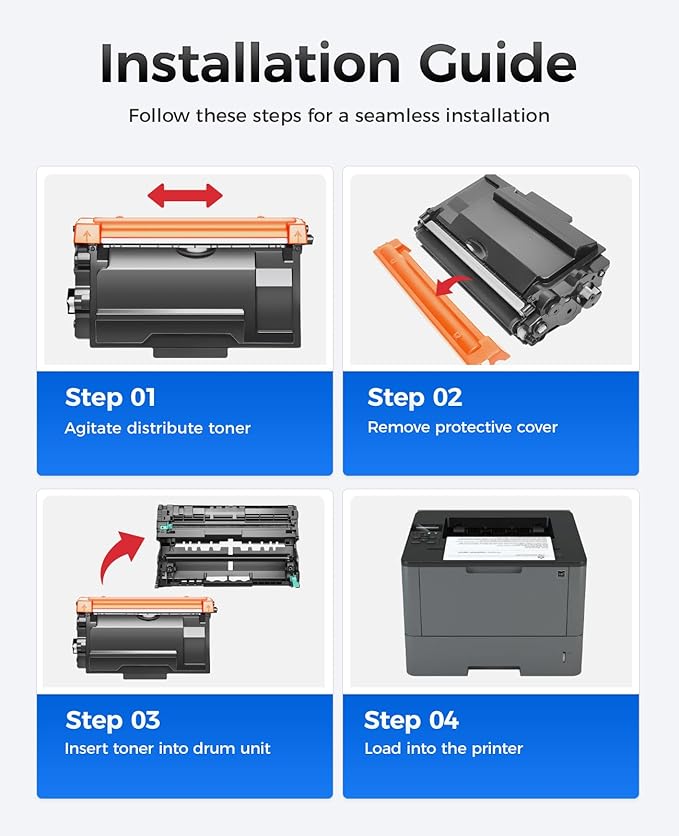 TN850 Black Toner Cartridge 2-Pack High Yield Compatible for Brother TN-850 TN880 TN820 TN890 HL-L6200DW L6200DWT L5200DW L5100DN L6400DW MFC-L5800DW L5700DW L6700DW L6800DW DCP-L5600DN Printer Ink