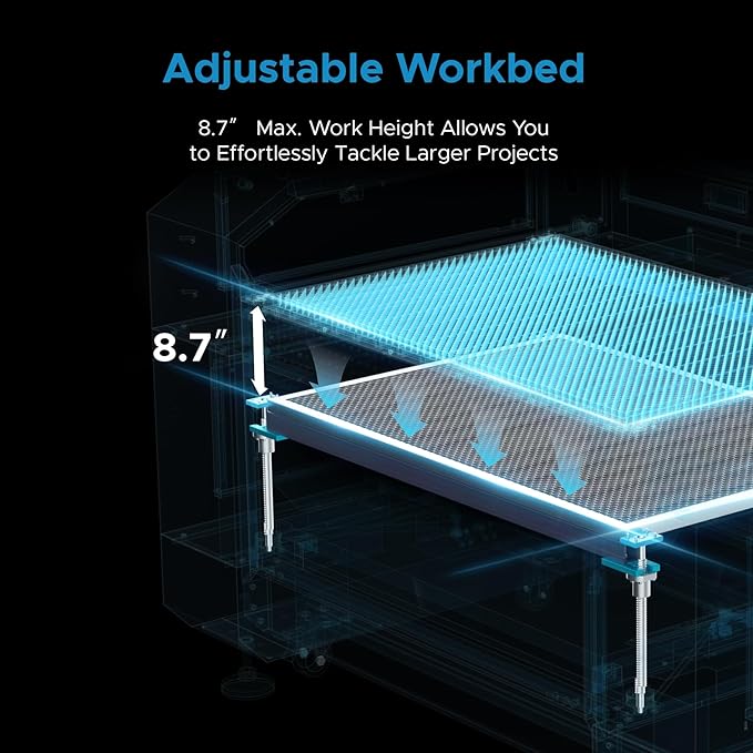 OMTech Pronto 130W CO2 Laser Engraver & Cutter – 51"x35" Workspace, 1,000mm/s Speed, Autofocus, 2-Way Pass, Air Assist, for Wood, Acrylic & More