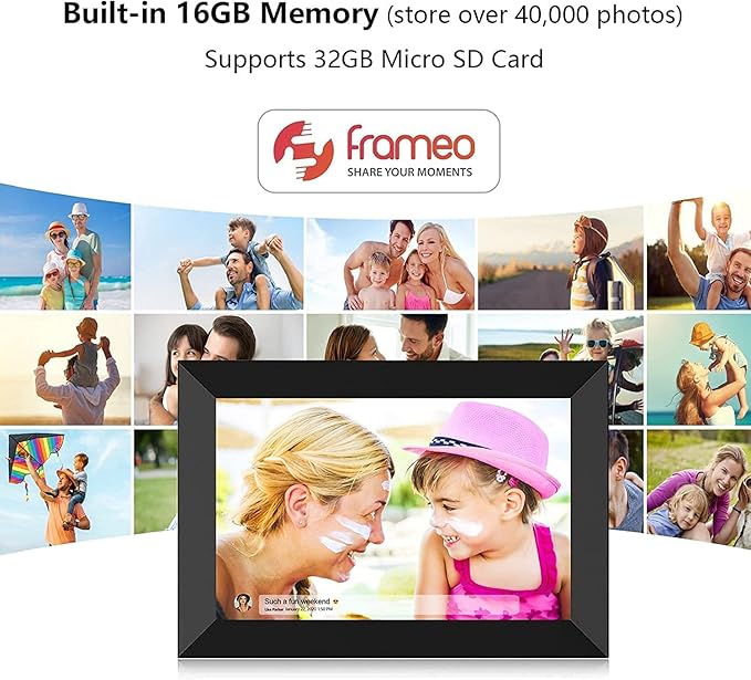 YENOCK FRAMEO Digital Photo Frame WiFi 10.1 Inch HD IPS LCD Touch Screen, 32GB Memory, Auto-Rotate, Wall-Mountable, Easy Setup to Share Photos & Videos via Free App from Anywhere