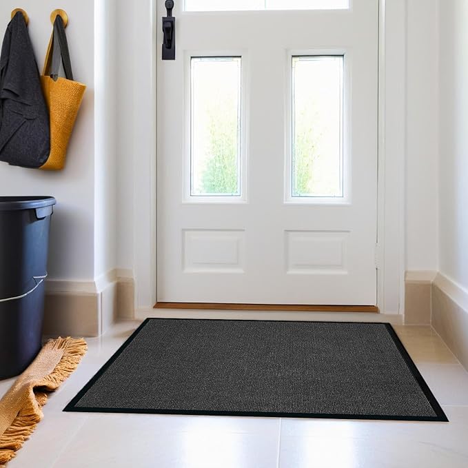SRDDQLC Door Floor Mat Commercial Grade Large Size Heavy Duty Tough Entry Collection Slip Skid Entrance Mat with Rubber Backing Low Profile and Easy to Clean Indoor Outdoor Rug(Black, 4x8FT)
