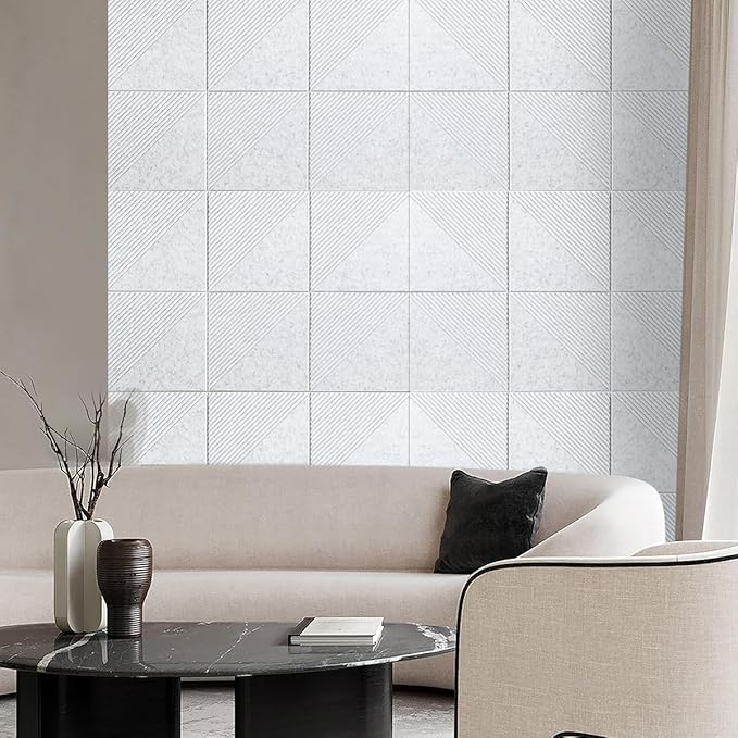 Large Cork Board for Walls 48"x 36", 12 Pack Felt Wall Tiles with Safe Removable Adhesive Tabs, Cork Board for Office,Pinboard Bulletin Board - Light Gray