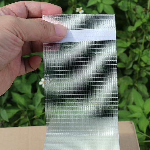 BOMEI PACK Fiber Reinforced Packing Tape 3 inch, Wide Clear Heavy Duty Bi Directional Filament Strapping Tape 3Inch x 55yds 6.7Mil, Total 4Rolls 220yds