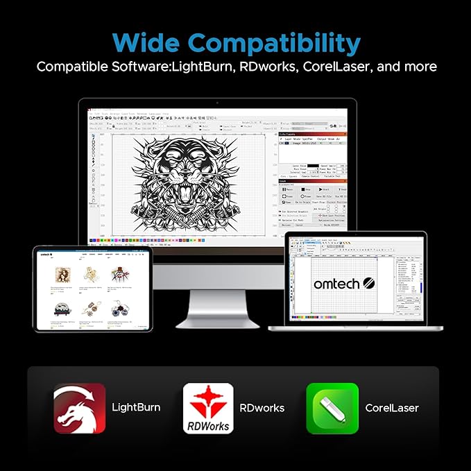 OMTech Pronto 90W CO2 Laser Engraver with Water Chiller&LightBurn, 28"x20" Laser Engraving Machine with Autofocus 2 Way Pass-Throughs Built-in Air Assist, Laser Cutter for Wood Glass Acrylic More