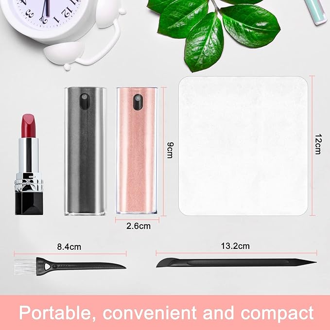 2 Pack Screen Cleaner Spray and Wipe for Laptop Monitor and Car Screens, Phone Touchscreen Mist Cleaning Kit for Cellphone, Tablet, PC, Computer, LCD, Eyeglass, iPhone, iPad, Mac Pro - Grey and Pink
