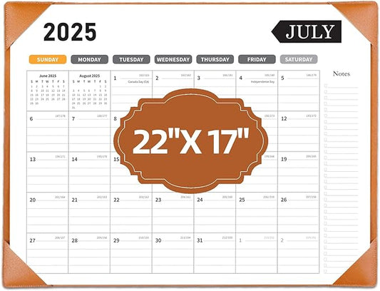 Large Desk Calendar 2025-2026, Calendar with Desk Protecting Pad, Desk Calendar Large 22x17, Runs From July 2025 to December 2026, 18 Months, Big Desktop Calendar for Family Classroom and Office(Brown)