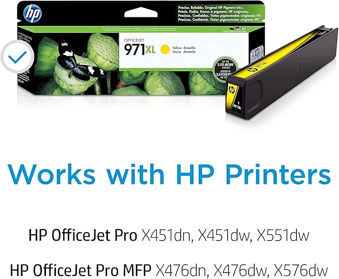HP 971X | PageWide Cartridge High Yield | Yellow | Works with HP OfficeJet Pro X451, X476, X551, X576 | CN628AM