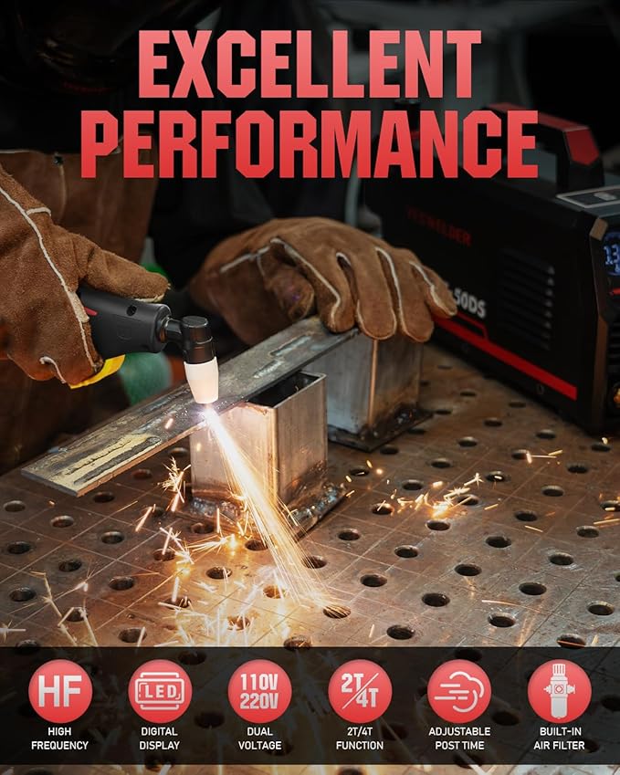 YESWELDER CUT-50DS Plasma Cutter, 50Amp Air Power Large Digital Display 110/220V Dual Voltage IGBT Inverter Plasma Cutting Machine