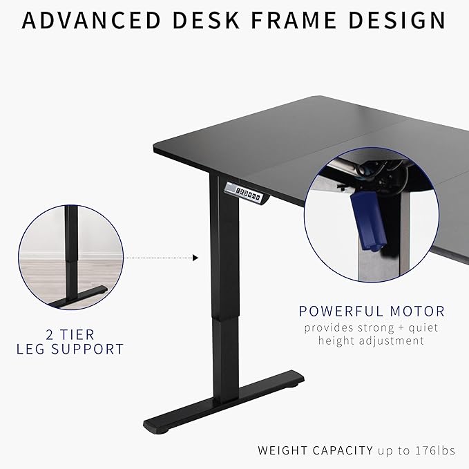 VIVO Electric 60 x 30 in Standing Desk, Memory Height Adjustment, 1B Series, White Top Gray Frame, DESK-KIT-1G6W-30