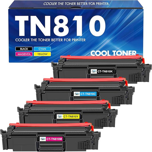 TN810 TN810XL TN-810 Toner Cartridge 4-Pack Compatible for TN810 TN-810 TN-810XL TN 810 Toner Cartridge for MFCL9610CDN HLL9410CDN HLL9430CDN HLL9470CDN MFCL9630CDN MFCL9670CDN Printer (B/C/Y/M)