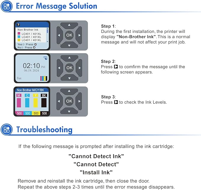 LC401 LC401XL MFC-J1010DW Ink Cartridges for Brother Printer LC 401 401XL for MFC-J1010DW MFC-J1170DW MFC-J1012DW MFC-J1800DW MFC J1010DW - 4 Pack High Yields Black Cyan Magenta Yellow