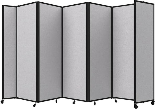 Versare Room Divider 360 Portable Wall Partition | Folding Panels | Large Freestanding Divider | Locking Wheels | Temporary Room Separator